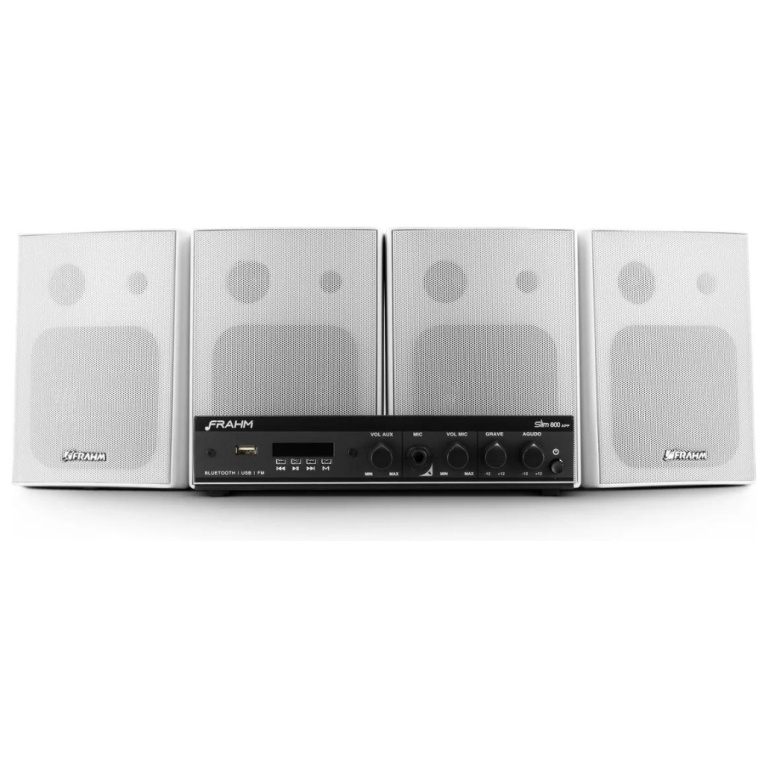 Kit Amplificador SLIM-800 APP + 4 Caixas PS 200 PLUS Frahm