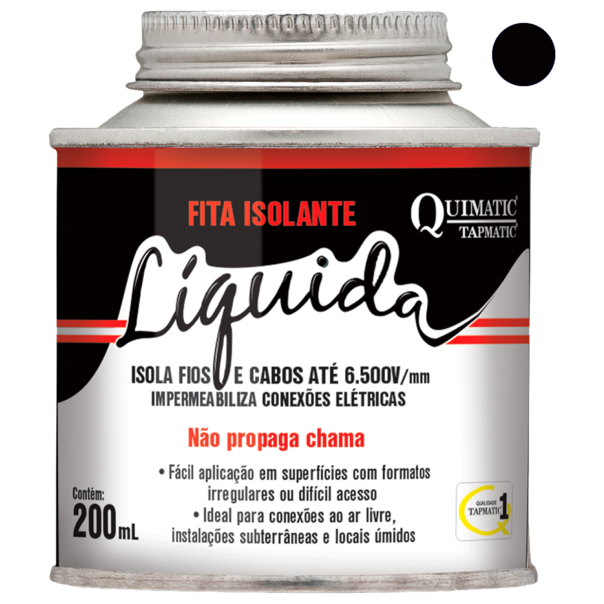 Fita Isolante Líquida Quimatic Preta 200mL Tapmatic