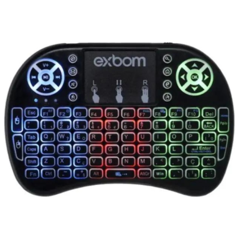 Mini Teclado Exbom, Wireless iluminado, Mouse Touch - BK-BTI8leds