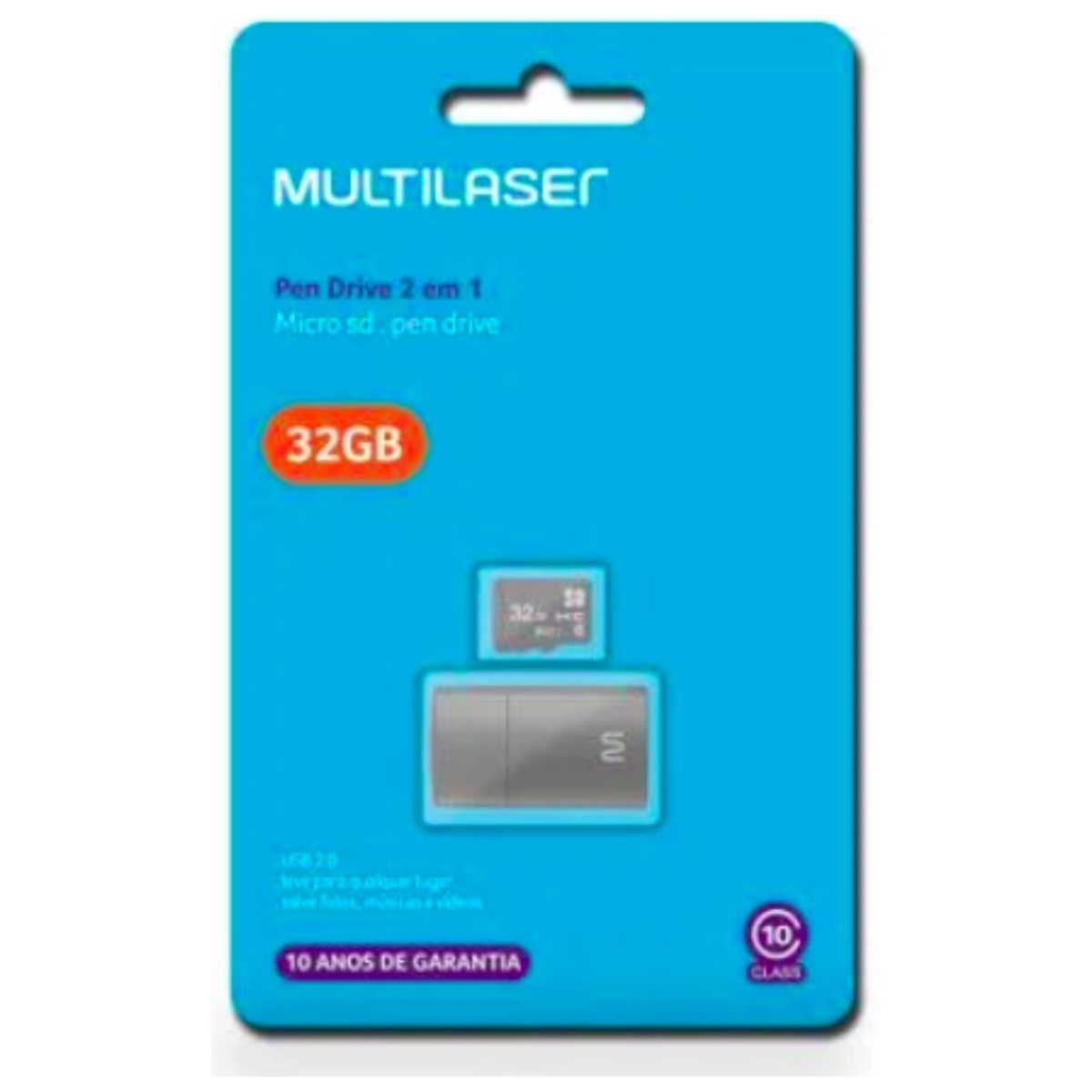 Cartão de Memória + Leitor USB 2X1 32GB Multilaser